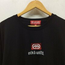 C754 ecko unltd. エコーアンリミテッド Tシャツ ブラック 4L バックプリント 刺繍 B BOY ヒップホップ オーバーサイズ ビッグ メンズ 古着_画像2