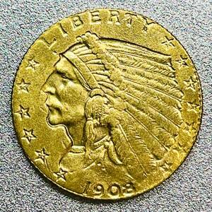 インディアンヘッド 2.5ドル金貨 1908年　レプリカコイン