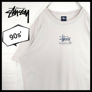 【STUSSY】90s'USA製 紺タグ vintage センターロゴ　Tシャツ