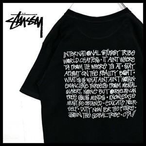 【STUSSY】メッセージロゴ　Tシャツ　黒