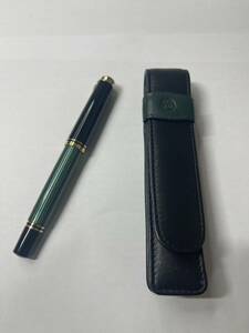 【美品】PERIKAN GERMANY ペリカン 万年筆 スーベレン 14C-585 F K14 緑縞 SOUVERAN 筆記未確認　ケース