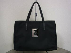 フェンディ/FENDI 10787-992 FFモチーフ/ズッカ柄 ハンドバッグ/トートバッグ ナイロン×レザー ブラック/黒 