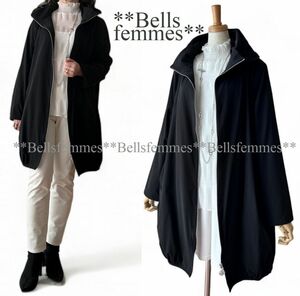 ★Belles*★送料185円★新品M～L*ナイロンスパン*カジュアル過ぎない大人の春コート*拘りのディテール*81022黒*ストレッチナイロン*ミセス