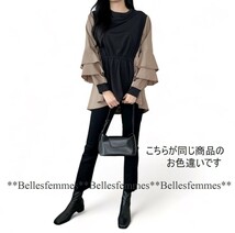 ★Belles*★送料185円★新品M～L対応★春★主役級のフリル袖*ロングテールチュニック*異素材切替*ボリューム袖*ゆったりチュニック*361黒_画像7