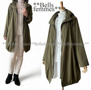 ★Belles*★送料185円★新品M～L*ナイロンスパン*カジュアル過ぎない大人の春コート*拘りのディテール*81022カーキ*ストレッチナイロン