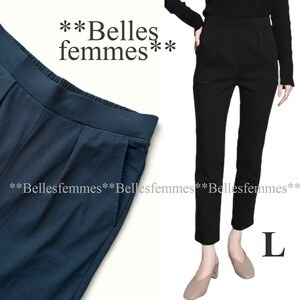 *Belles** postage 185 jpy * new goods L* spring summer * beautiful legs line * high tension pants * Sara  considering . put on footwear feeling * waist rubber * tighten attaching not stretch *8756 black 