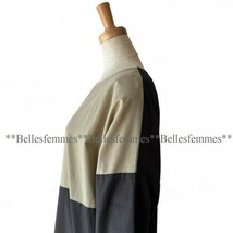 ★Belles*★送料185円★新品★M～L*大人ナチュラル*カラーブロック*重ね着にも*コットン100%チュニックワンピース*177156ベージュ_画像4