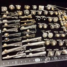 1円 本真珠 アコヤパール ミキモト真珠 フェイク 等 ネクタイピン タイタック メンズアクセサリーまとめ 大量セット SILVER刻印多数 約408g_画像10