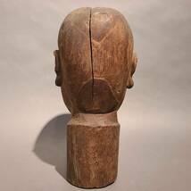 ◆木彫 人物 頭◆ 時代彫刻人物像古材武神像仏頭人形頭部_画像8