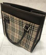 中古品 Burberry　バーバリーノバチェックキャンバストートバッグ　ミニトートバッグ_画像1