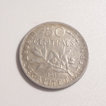 1917年 50サンチーム フランス 銀貨　コイン　古銭　_画像2