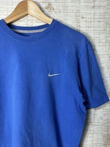 ☆US古着 NIKE ナイキ Tシャツ スポーツ ロゴ刺繍 ブルー青【L】コットン　　　　　　　◆4407◆