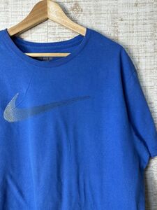 ☆超ビッグサイズ US古着 NIKE ナイキ Tシャツ プリント スポーツ ブルー青【2XL/XXL】コットン　　　　　　　◆4420◆