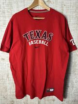 ☆ビッグサイズ US古着 NIKE ナイキ Tシャツ BASEBALL TEXAS プリント Tシャツ レッド赤【XL】コットン　　　　　　　◆4436◆_画像2