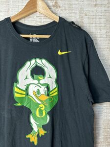 ☆訳あり ビッグサイズ US古着 NIKE ナイキ Tシャツ オレゴンダックス キャラクター プリント ブラック黒【XL】コットン　　　　　◆4445◆