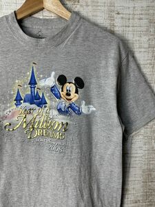 ☆US古着 Disney ディズニー ミッキーマウス キャラクター デザイン Tシャツ グレー【M】コットン　　　　　　　◆4448◆