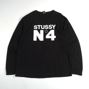 OLD STUSSY ステューシー N°4 ロンT XLサイズ プリント ブラック 黒 長袖 Tシャツ カットソー 古着 ヴィンテージ