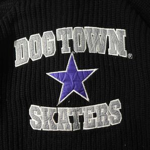 希少 USA古着 00's DOGTOWN SKATERS 刺繍ワッペン ローゲージ ニット セーター XLサイズ ハイネック フルジップ ジップアップ ヴィンテージの画像5