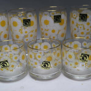昭和レトロ ADERIA アデリア マーガレット 花柄 グラス タンブラー4 コップ3 計7個の画像1