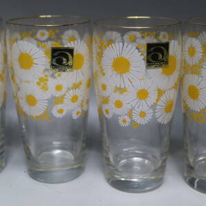 昭和レトロ ADERIA アデリア マーガレット 花柄 グラス タンブラー4 コップ3 計7個の画像4