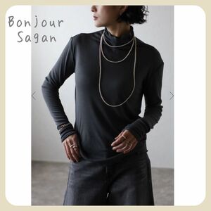 【新品タグ付き】シアータートルプルオーバー / チャコールグレー　Bonjour Sagan