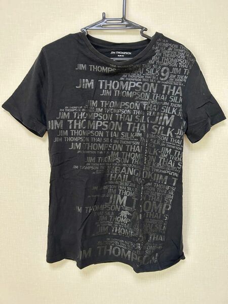 JIM THOMPSON ジムトンプソン　総柄ロゴ Tシャツ ヴィンテージ 半袖 Tシャツ 古着 半袖プリントTシャツ ブラック