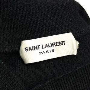 SAINT LAURENT PARIS カシミア1:00% UNIVERSITE ニットパーカー サンローランパリ カレッジロゴ Knit Parker フーディー セーター 黒 Mの画像6
