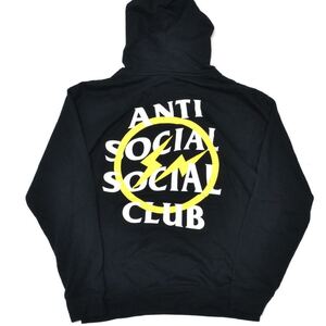 Lサイズ Anti Social Social Club × Fragment Yellow Bolt Hoodie フーディー ASSC フラグメント パーカー 藤原ヒロシ