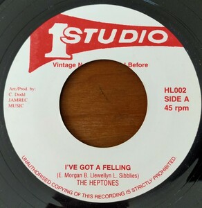 The Heptones/I've Got A Feeling/Studio Oneリイシュー7インチ/Rocksteady名曲