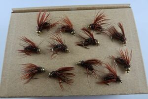 完成品フライ ビーズヘッド Caddis Pupa #12 12本 (516)