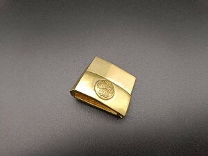 A09　日本刀装具　二重はばき　三つ葉葵　家紋の図　　金工品　透　銅製　ハバキ　重さ34G　刀剣美術