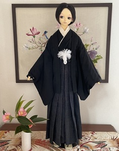  ◆SD13boy　 黒正絹の着物・羽織と袴のセット◆