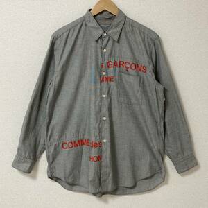 レア 田中オム ずらしロゴ COMME des GARCONS HOMME スプリット シャツ グレー コムデギャルソンオム VINTAGE archive 4020301