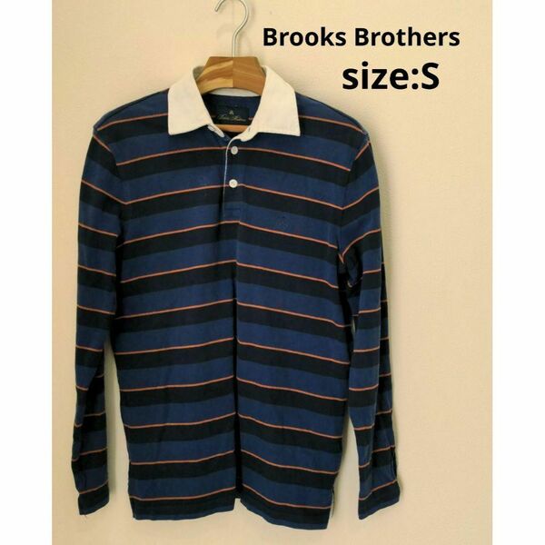 Brooks Brothers ボーダー 長袖 ポロシャツ メンズ ブルー S