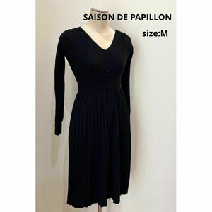 セゾンドパピヨン SAISON DE PAPILLON ニット ワンピース M