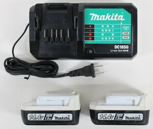 □現状品□ Makita マキタ BL1415G，DC18SG U バッテリx2，充電器 ※充電可 (2771119)