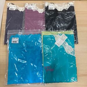  camisole race / silk camisole L size black / purple / blue / green 5 point set lady's unused storage goods (8-4)13