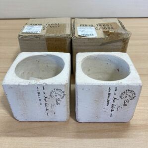 1円スタート 鉢 植木鉢 ベルアンティブロック 陶器 まとめて2個セット 8.5cm×8.5cm×H8cm おしゃれ インテリア (4-4)の画像1