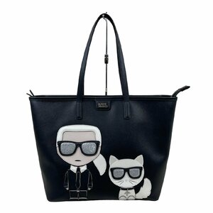 USED KARL LAGERFELD カール ラガフェルド トートバッグ ブラック 黒 レディース A4対応 ショルダーバッグ 通勤 通学 学生