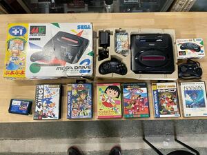 【A-54】（ジャンク品）SEGA メガドライブ 2 MEGA DRIVE 2 ソフトセット コントローラー ぷよぷよ 箱付き まとめ売り 大量セット