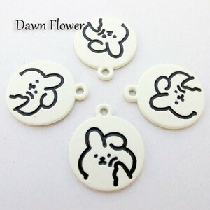 【D-0689】5pcs　うさぎ　22×18mm　ホワイト　チャーム　ハンドメイドパーツ