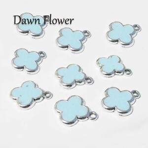 【D-1141】18pcs　クローバー　15×13mm　ライトブルー　チャーム　ハンドメイドパーツ