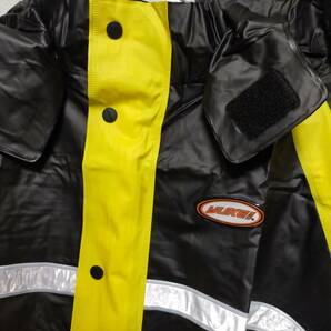 イエローブラック ビニール合羽 レインスーツ レインコート 上下セット 黄色黒色の画像8