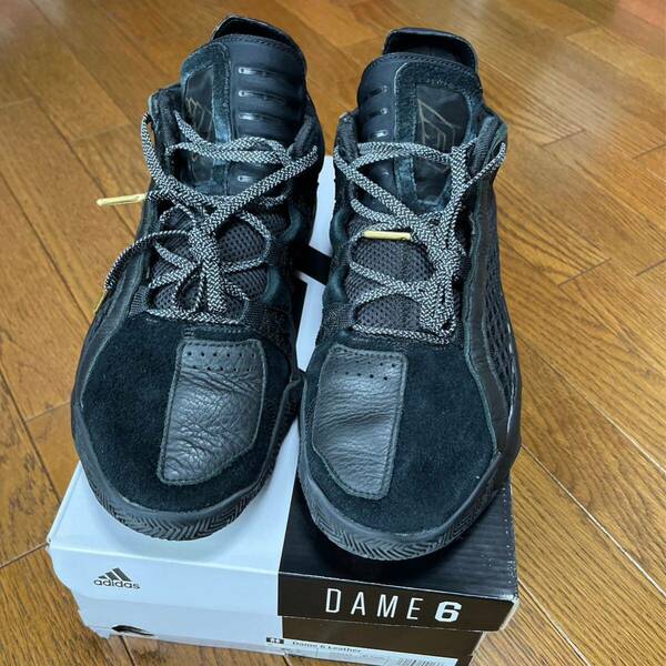 【中古】adidas DAME 6 Black Leather/ 26.5cm(27.0cm相当) /アディダス デイム6