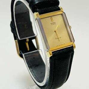 動作未確認 SEIKO セイコー QZ 1220-5090 エクセリーヌ ゴールド文字盤 スクエア レディース 腕時計の画像2