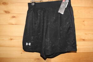 Неиспользованный Under Armour MD Black Lucky Speed ​​Pocket 7 -INCH Print Shorts Половина брюк 1362574 Бесплатная доставка быстрое соглашение