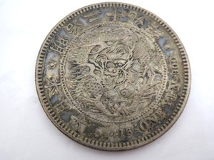 ◎K0314T-2:1圓銀貨 明治29年 1896年 詳細不明 26.9g 古銭 硬貨 アンティーク 中古