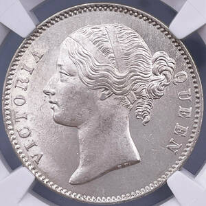 ★人気★ MS63 ヤングヘッド 1840B＆C 英領インド ヴィクトリア女王 1ルピー NGC イギリス 英国 銀貨 アンティーク コイン 金貨 006