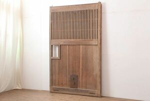 R-044899　アンティーク建具　明治大正期　ヒノキ材の質感が味わい深い蔵戸(玄関戸、引き戸、建具)