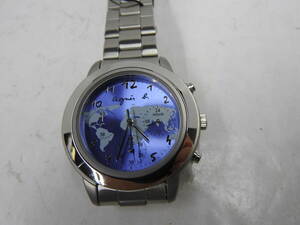 * unused Agnes B men's chronograph wristwatch world map pattern *